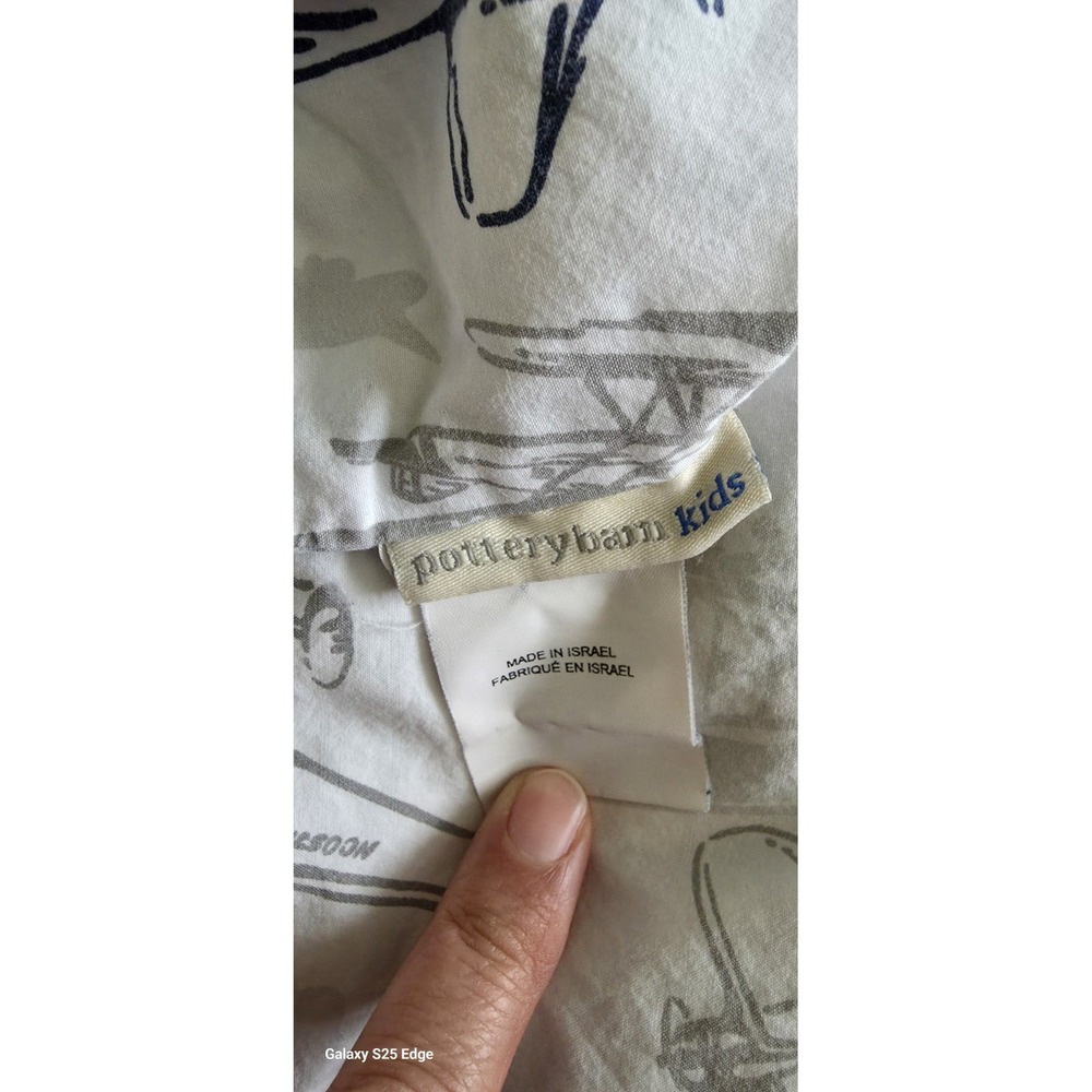 Pottery Barn Kids Organic Cotton Standard Pillowcase Vintage Airplane Navy Grey